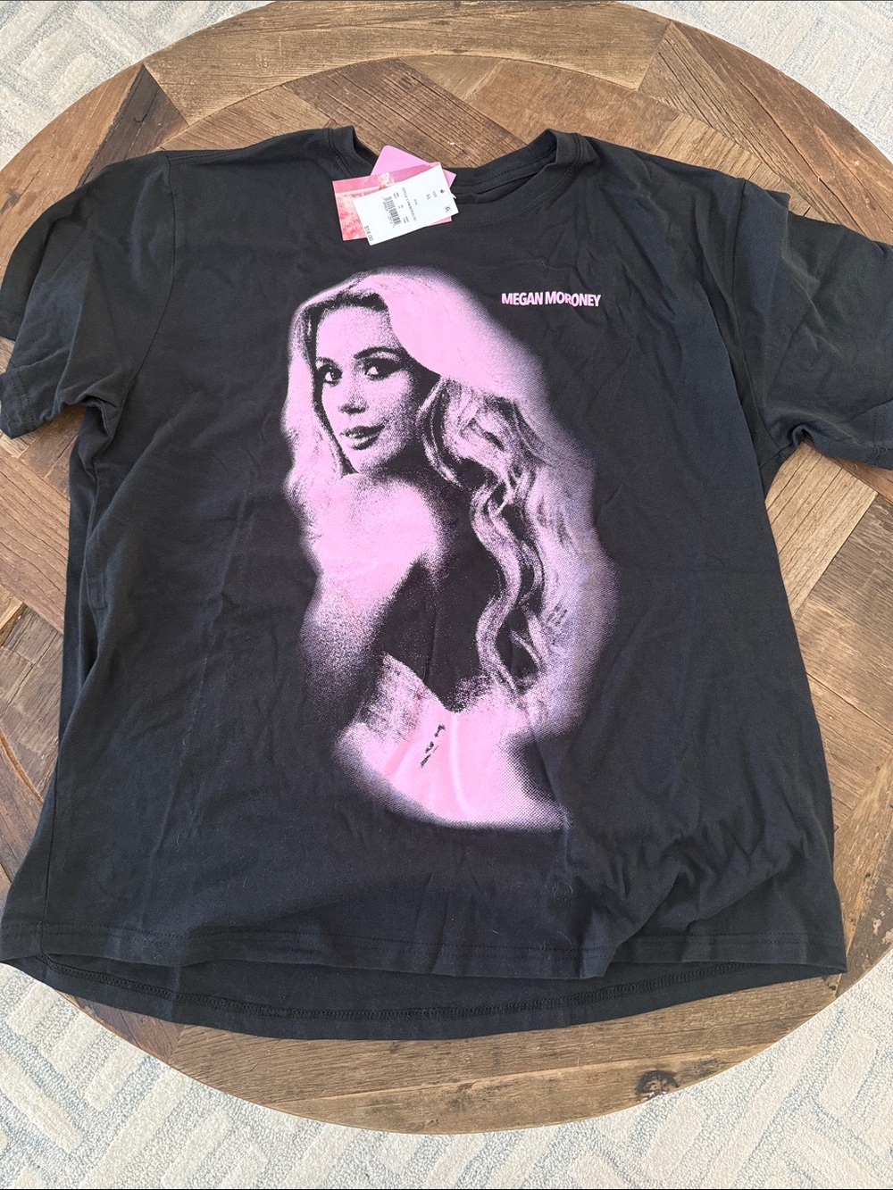Megan Moroney Black Short Sleeve Graphic Tee with Pink Portrait